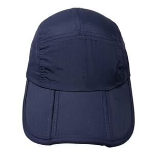 FITKICKS 5 Panel Blue White Hat Folding Brim Slideback One Size Packable Running